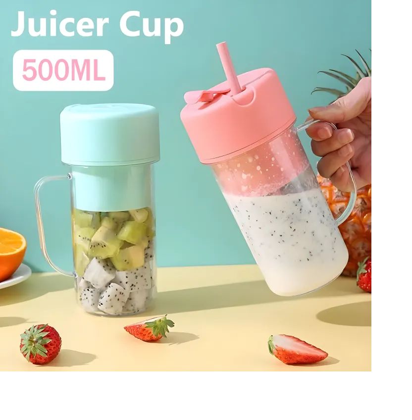 Portable juicer with straw